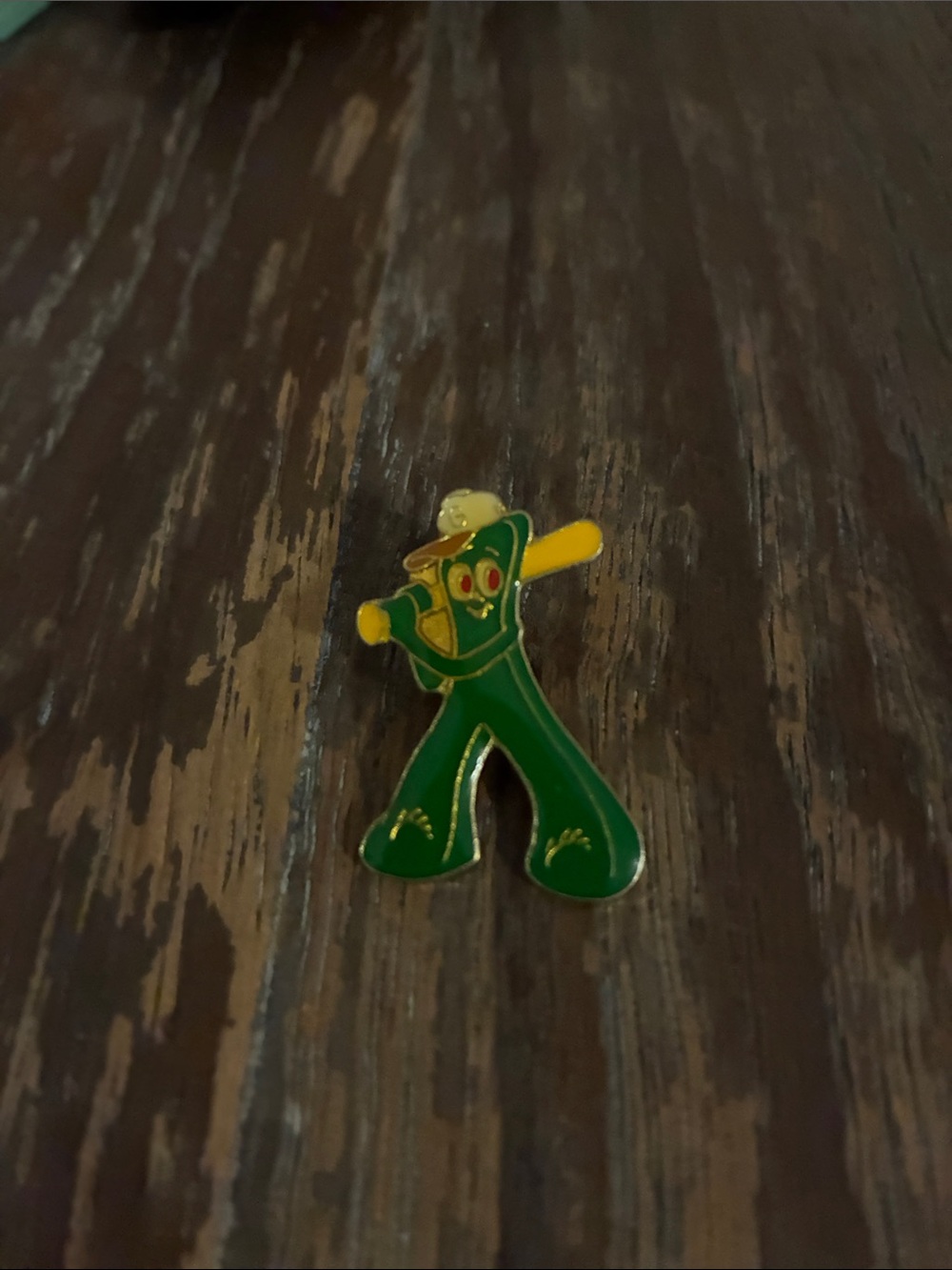 Vintage Gumby Baseball Bat Cap Lapel Pin